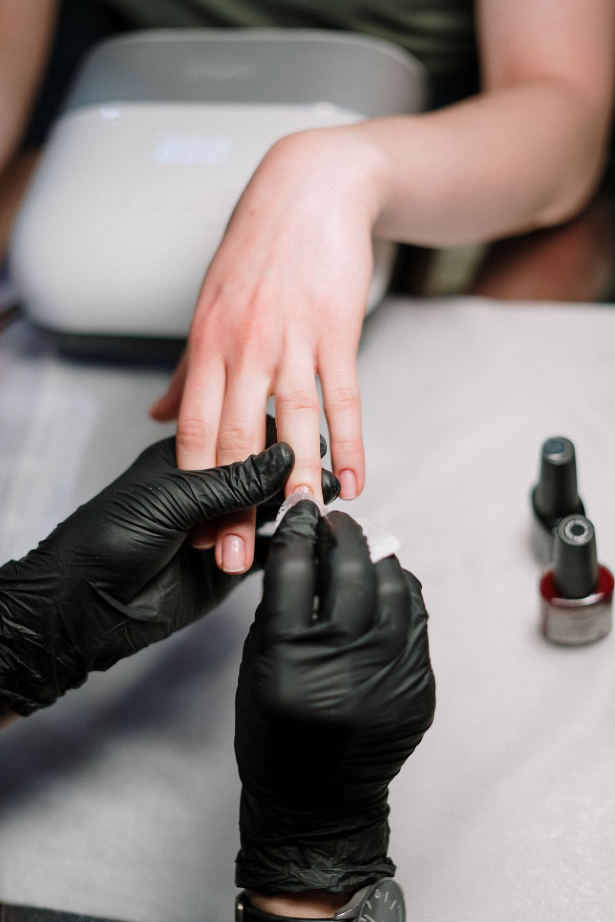 Manicure in progress at Galaxy Nails Spa