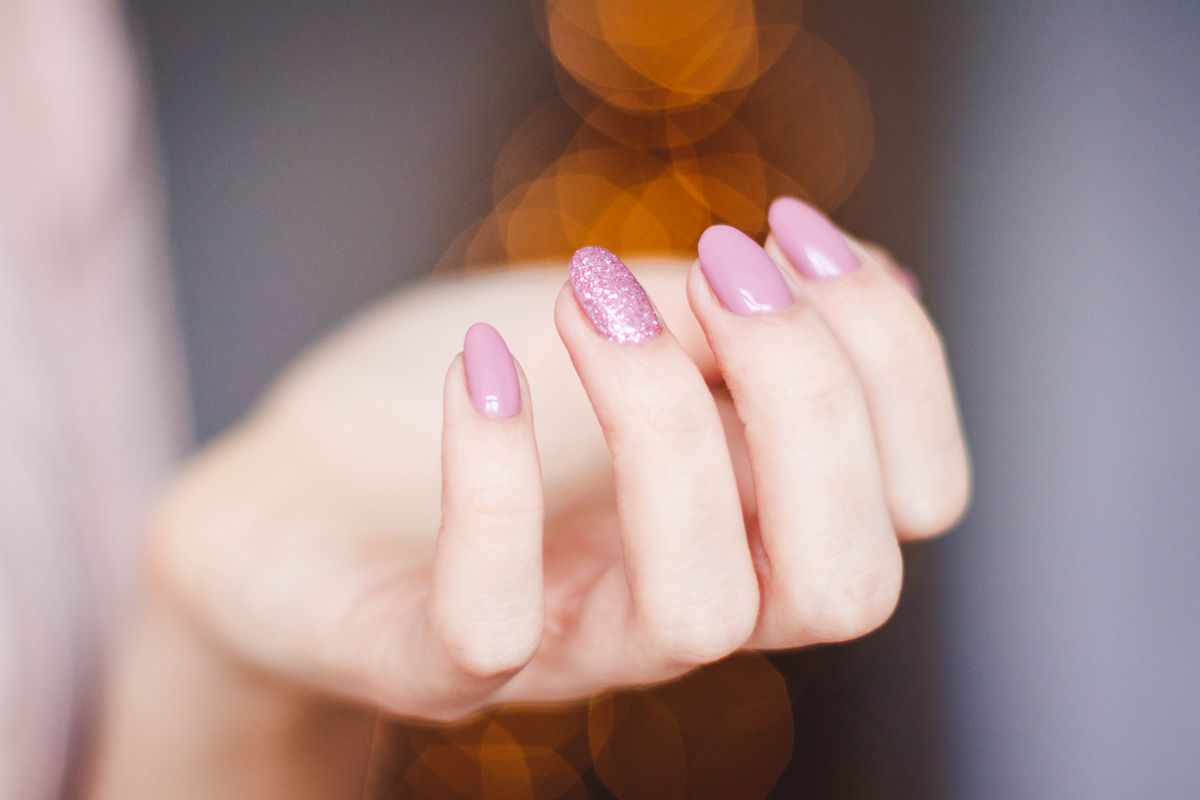 Glitter gel nail set at Galaxy Nails Spa